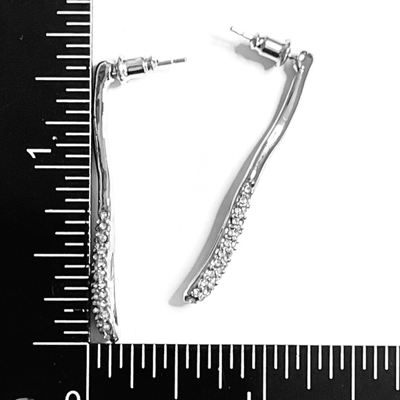 Linear Crystal Earrings Pave’ Silver Alexis Bittar Solanales N27 - Picture 2 of 3